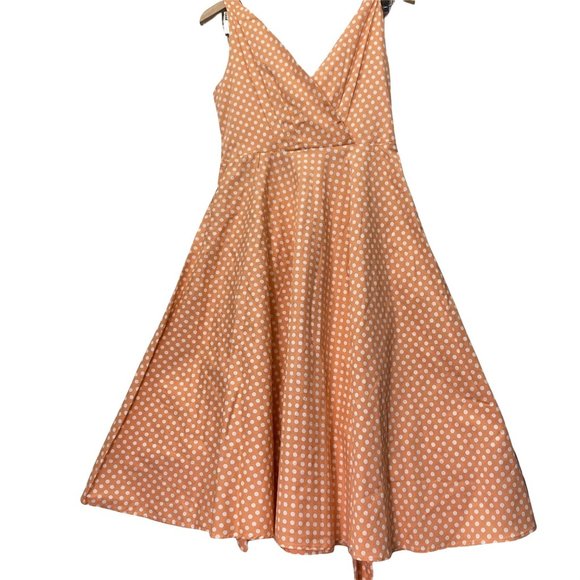 Grace Karin women Dress Orange  sleeveles Polka dots V-neck size M - Picture 5 of 10